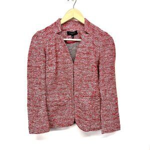 Talbots Petite Red and White Tweed Blazer Jacket Size 2 P